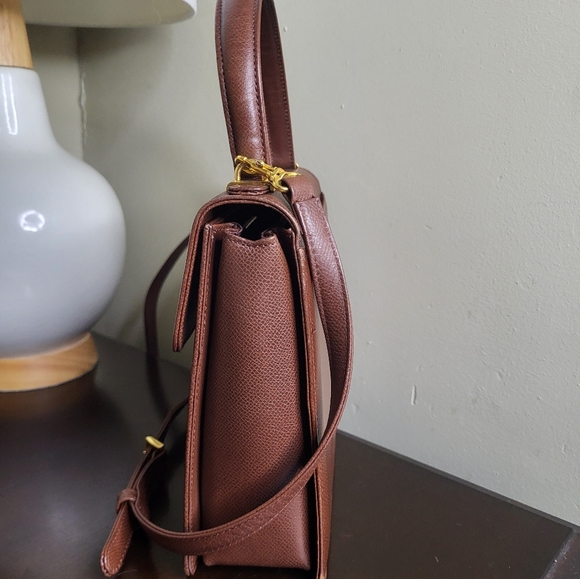 Valentino Garavani Vintage Brown Leather Satchel Bag, Kelly Style - Picture 10 of 16